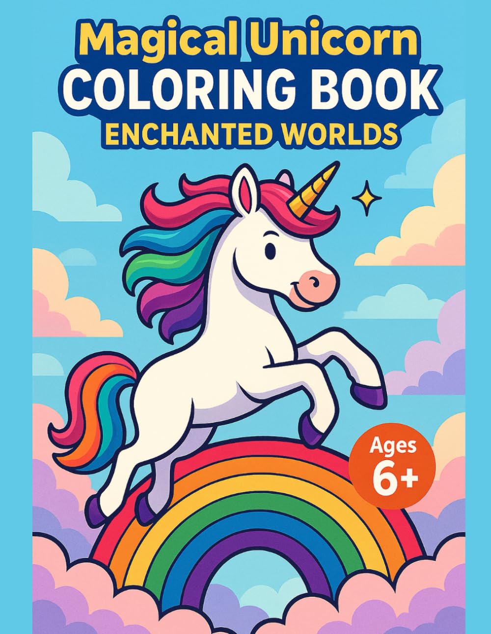 Magical Unicorns and Fantasy Worlds Coloring Book for Kids Ages 6–8: 40 Detailed Unicorn Scenes with Castles, Rainbows, Enchanted Forests and Magical Creatures