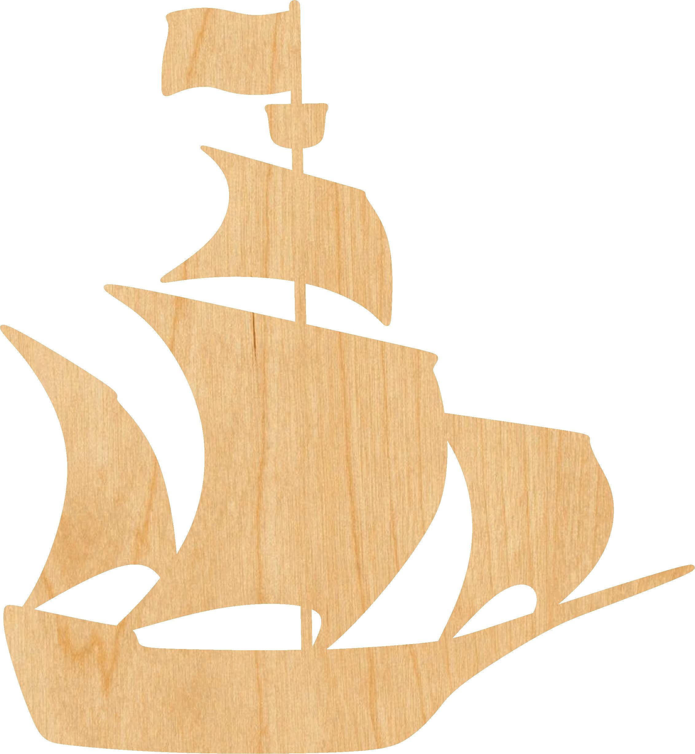 Pirate Ship Laser Cut Out Wood Shape Craft Supply - 4 Inch