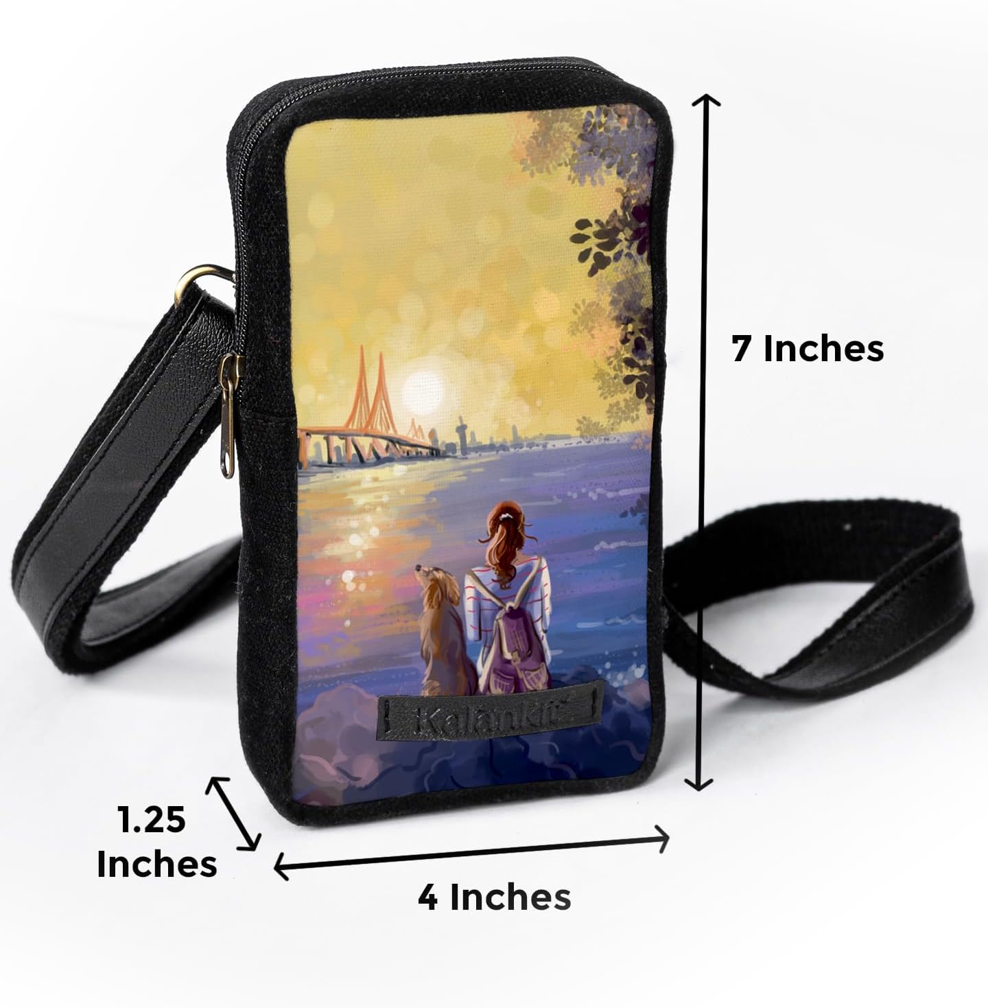 Mobile Sling for Women, Crossbody Mini Bag, Printed Canvas Small Pouch, Female Travel Accessory, Perfect Birthday Aniversary Wedding Gift image 3
