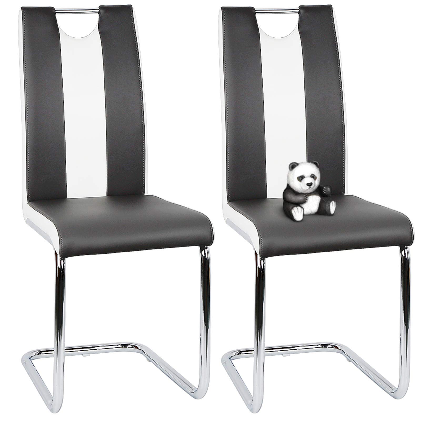 Chaises salle à manger simili cuir noir et blanc Slish pour cuisine et salon