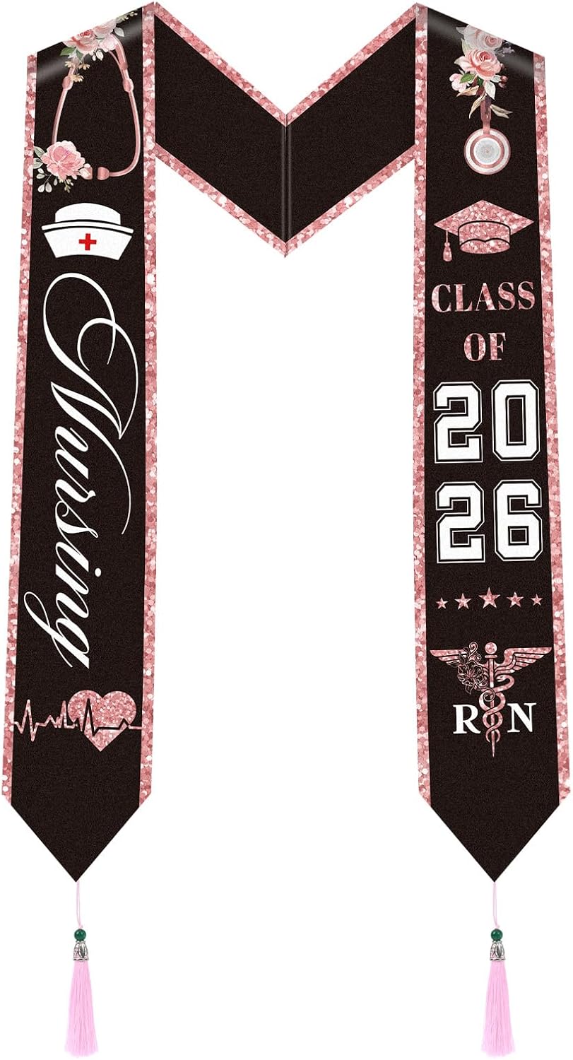Nursing Graduation Stole Sash, Class of 2026 Rn Stole Gifts, Nurses School Graduation Sash with Medical Logo