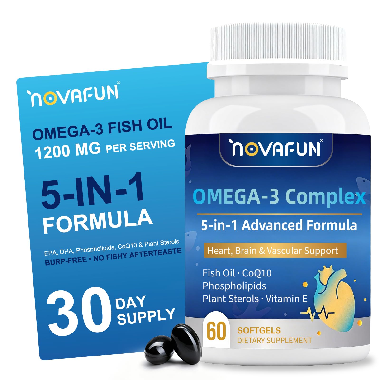 Omega 3 Fish Oil Supplement 1200mg, 60 Mini Softgels