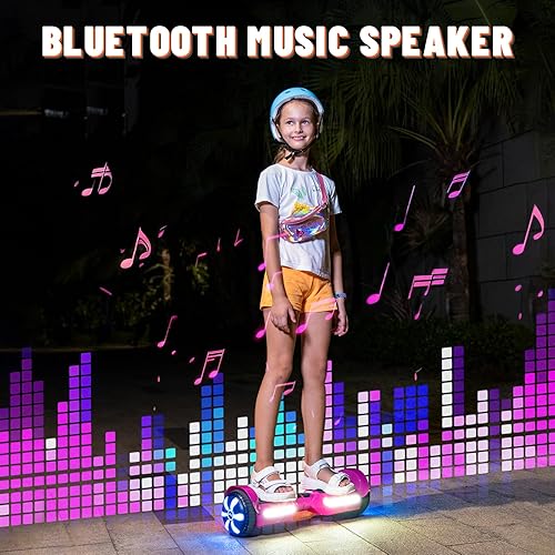 Miniatura 32 de SIMATE Scooter, altavoces Bluetooth y ruedas de iluminación LED, control de aplicación, motores duales de 250 W, velocidad máxima de 8.5 mph y rango