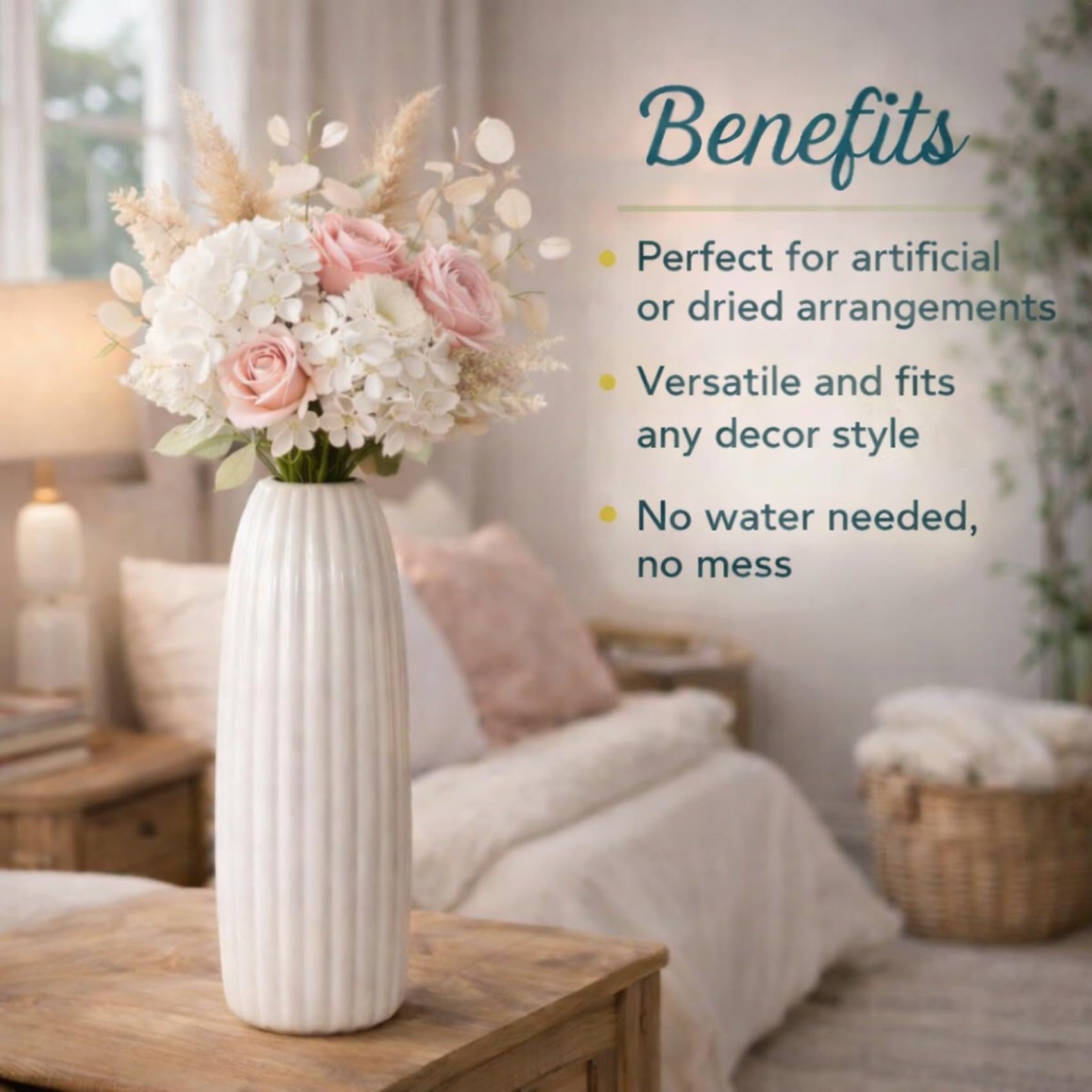PulGos 9.5Inches Aesthetic Vase| Decorative Accent Piece for Dining Table| Centerpiece Flower Pot for Living Room| Ceramic Flower Vase for Home Décor| Show piece for Home| Handcrafted Decoration Item