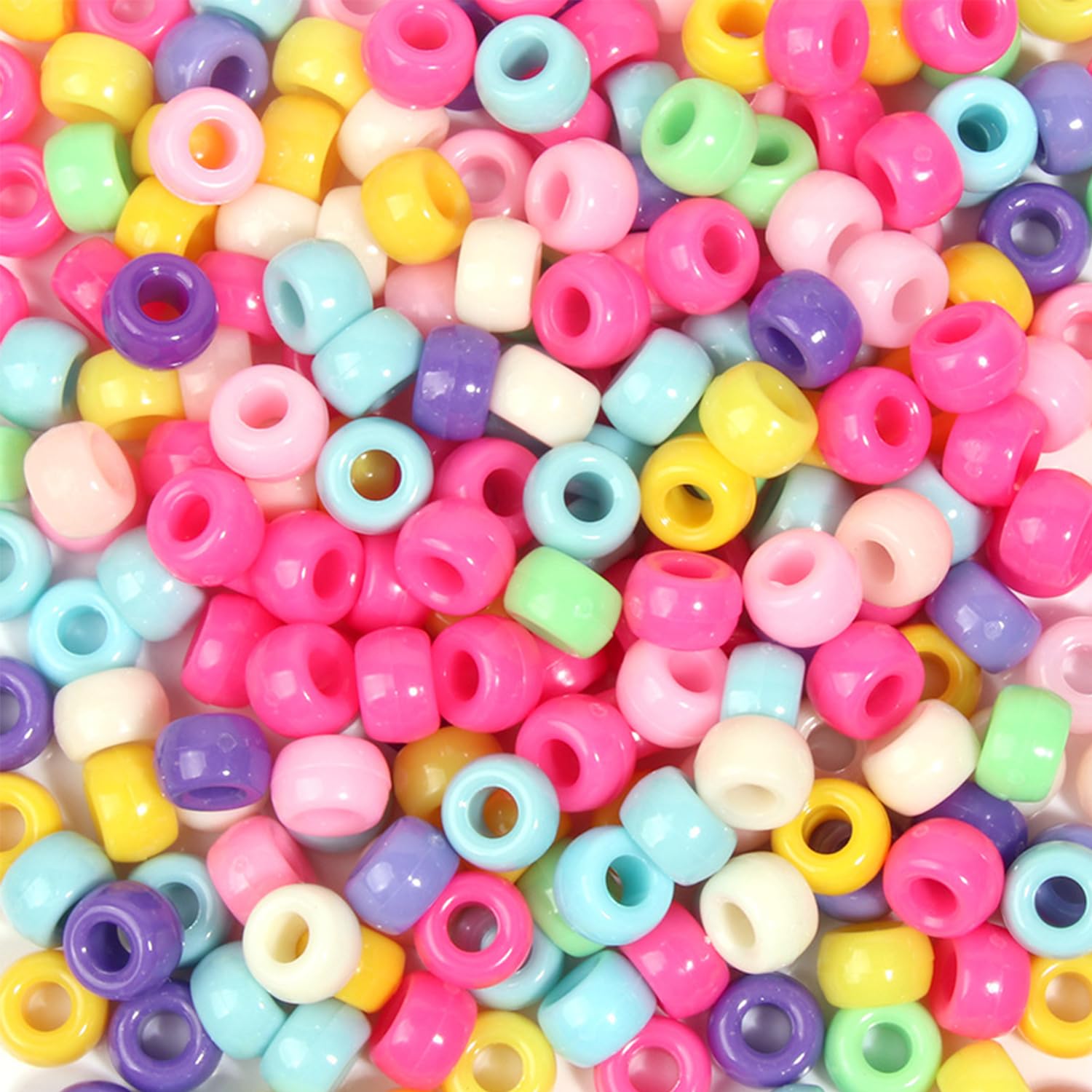 JooBsoso ポニービーズ アクリルビーズ (約100個) アクリル 手作り ブレスレット ネックレス キーホルダー クラフト用プラスチック 6x9mm 穴径約4mm（マカロンカラー）