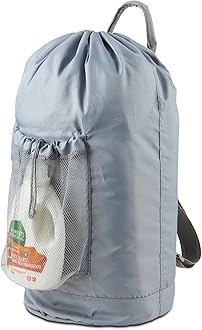 Backpack Laundry Bag, Large Laundry Backpack with Detergent Holder and Adjustable Shoulder Straps for College Travel Dorm Room (Gray)