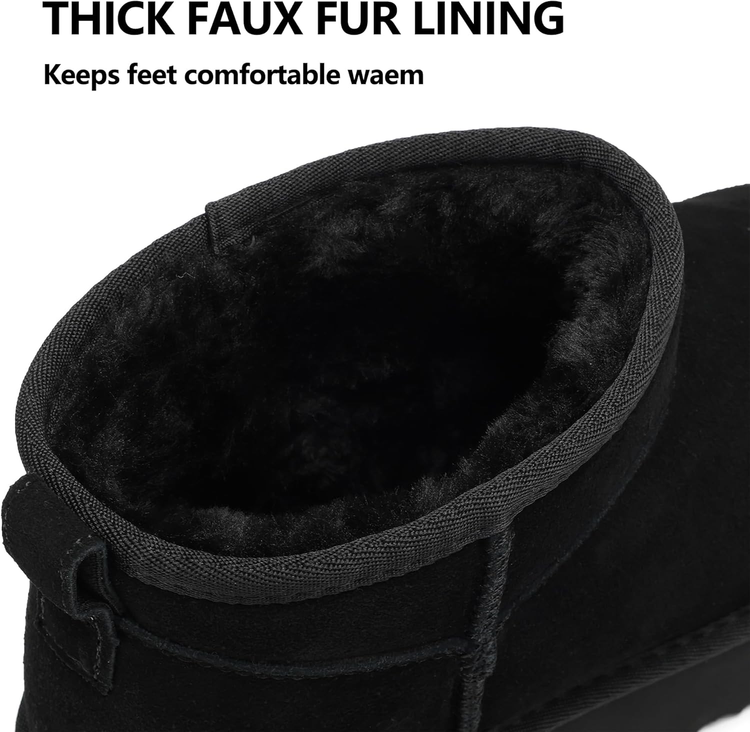 AoSiFu Platform Mini Boots for Women Genuine Suede Leather, Classic Winter Ankle Snow Boots with Comfortable Memory Foam Insole Water Resistant Lightweight Anti-Slip Outsole for Outdoor Indoor - Image 4