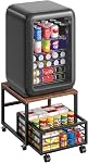 HOOBRO Mini Fridge Stand with Movable Storage Basket, Mini Fridge Cabinet with Wheels and Adjustable Feet, Sturdy Metal Frame, for Home, Apartment, Office, Dorm, Rustic Brown and Black BF155TL01