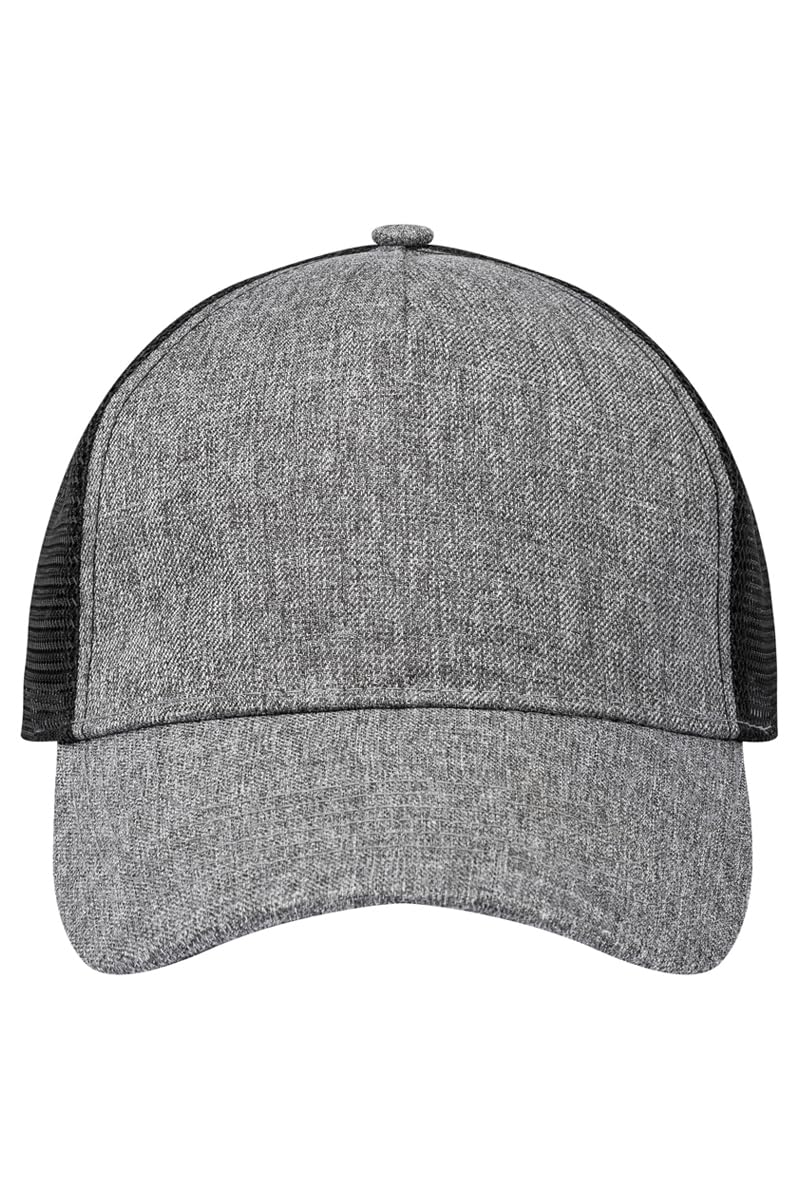 Karlowsky andMORE Trucker Mesh Cap One Size Women Men Unisex Click & Snap Closure Polyester (Recycled) Sustainable Grey/Black, Heather Grey/Black
