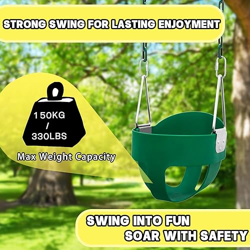 Miniatura 5 de Juego de columpios para exteriores para niños pequeños, asiento de cubo completo con 4 correas para colgar y ganchos para niños, bebés, columpio de