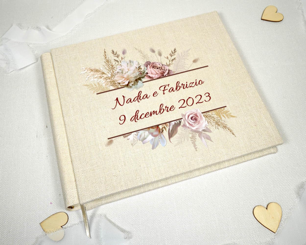 PHOTOCITY Gästebuch Hochzeitsgästebuch, Hardcover – personalisiertes Hochzeitsgästebuch – Hochzeits-Widmungsbuch (Lino, 30x25 60 pagine)