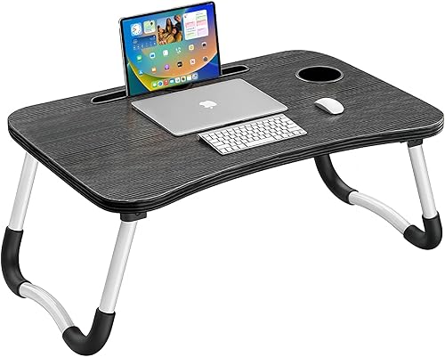 RIYONHO Escritorio plegable para computadora portátil, mesa de cama plegable portátil de 19 pulgadas, bandeja de escritorio para computadora