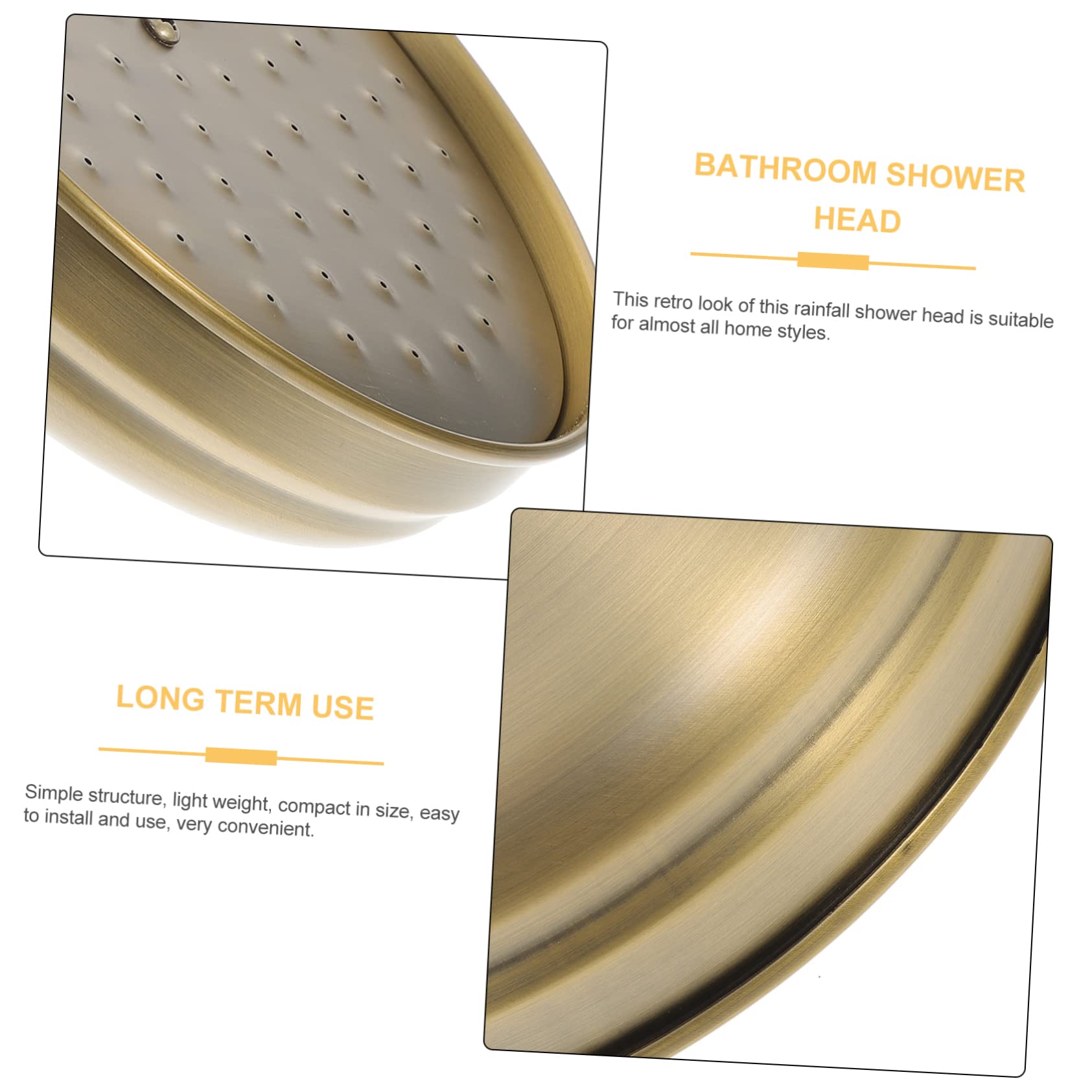 Cabezal de Ducha de Lluvia Retro Dorado de Cobre Rociador de Ducha de Baño Compacto Fácil de Limpiar E Instalar