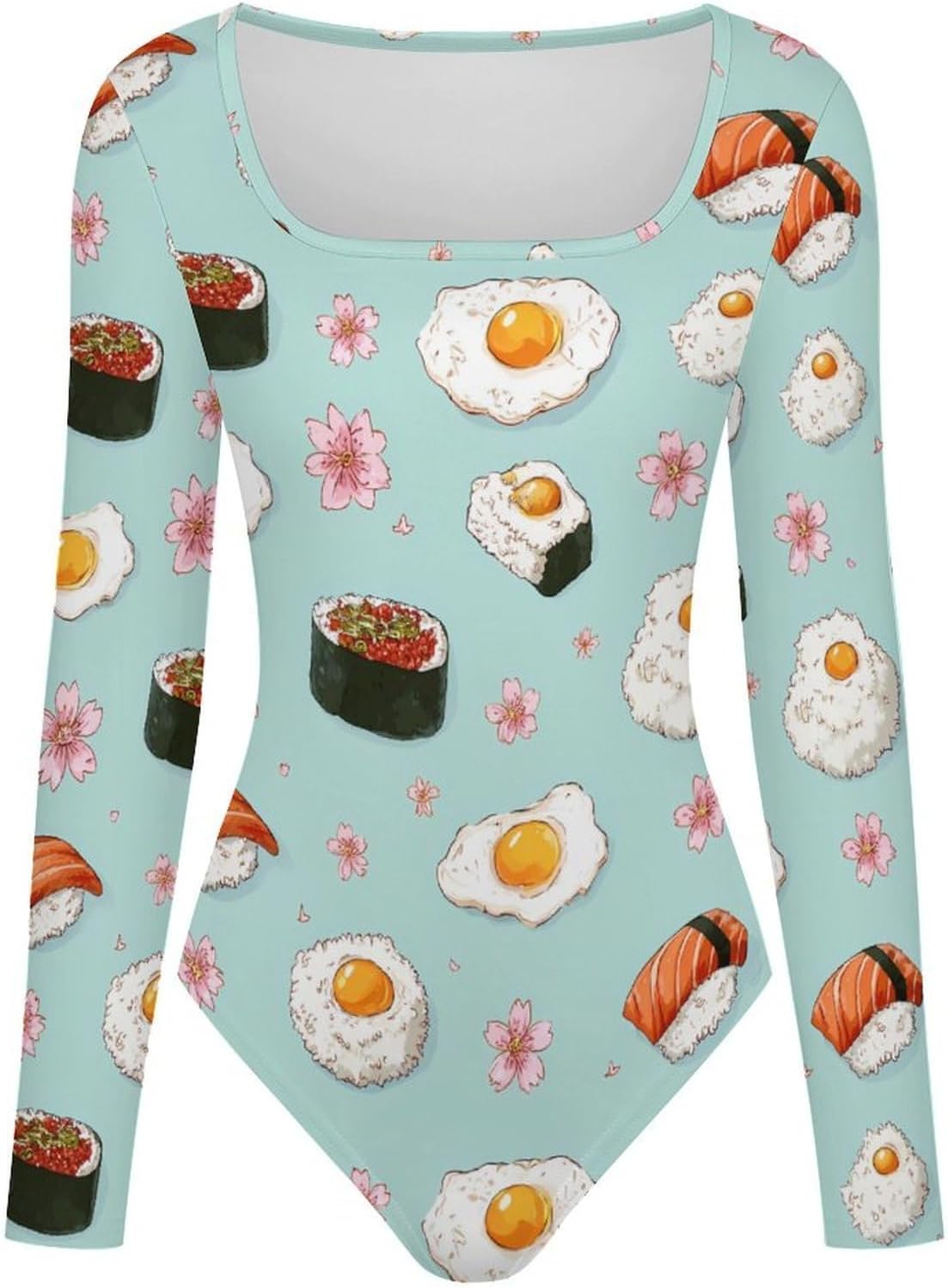 Japanese Sushi Women's Bodysuits Long Sleeve Top 5XL