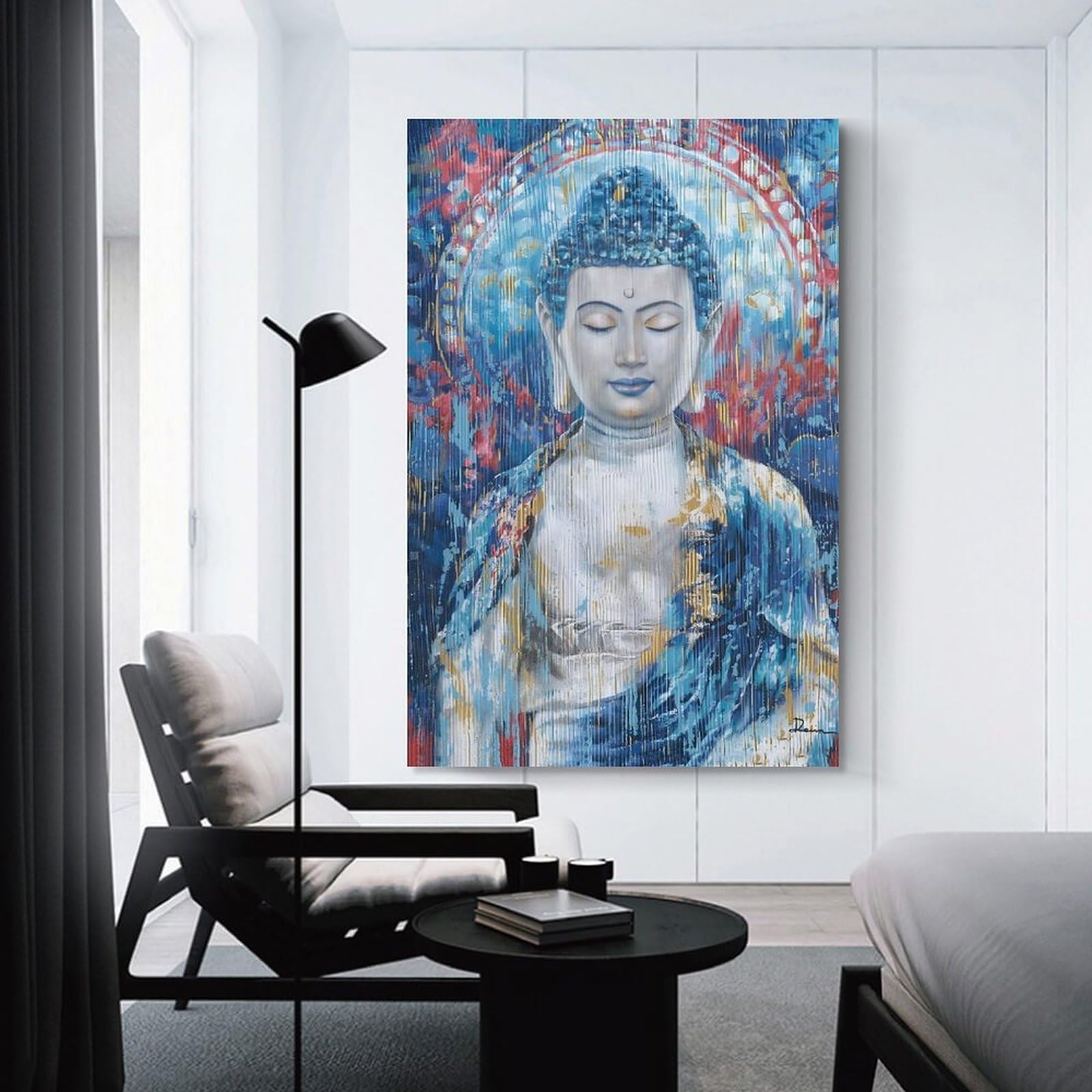 Amazon.co.jp: 仏画 ヴィンテージ 仏陀 ウォールアート 仏像 禅 青仏