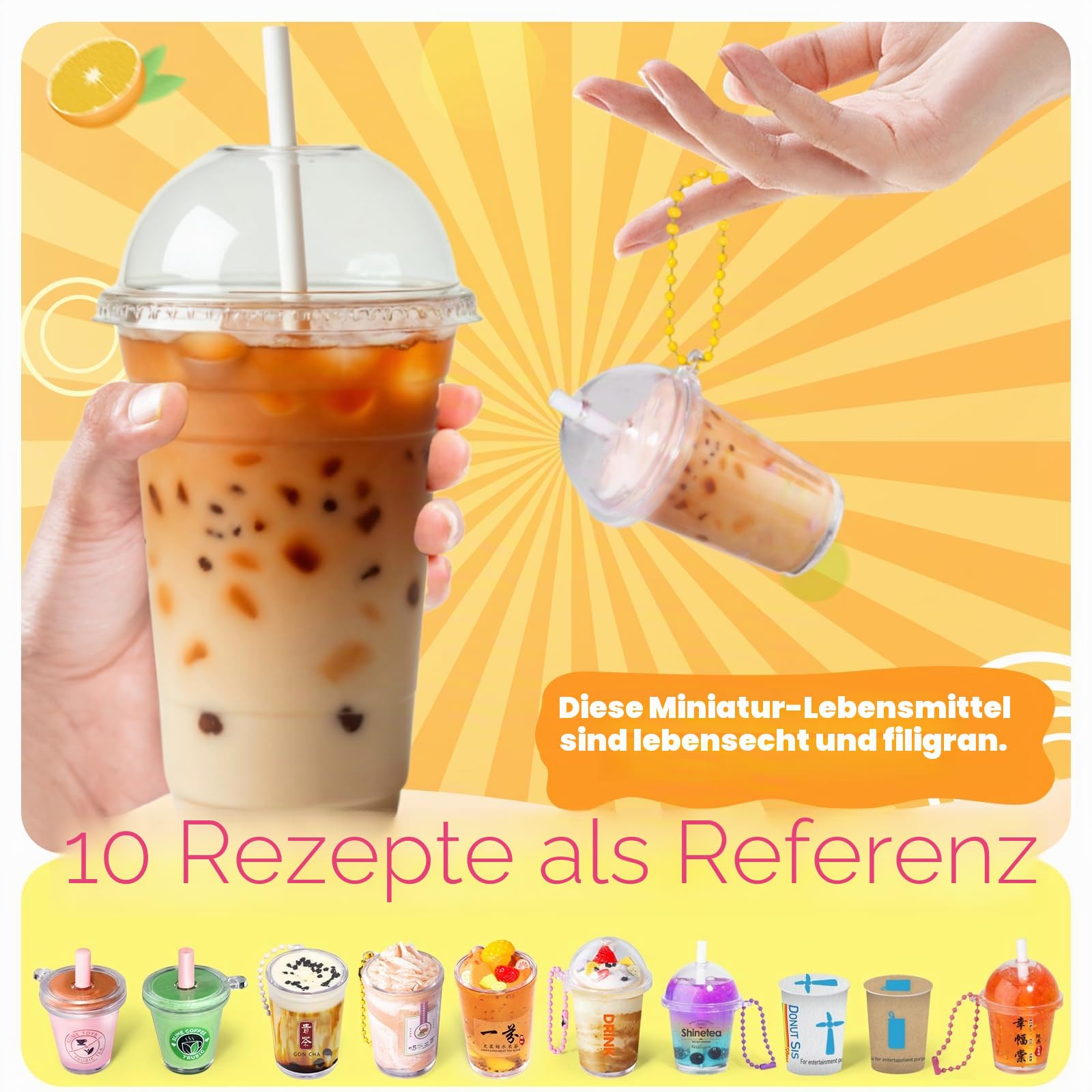 Miniatur DIY Bubble Tea Slime Schleim Selber Machen Set,Slime Charms Bastelset für Schleim Kinder Geschenk Mädchen 6 7 9,Sensorik Spielzeug Mitgebsel Kindergeburtstag,Weihnachten Geburtstag Toy