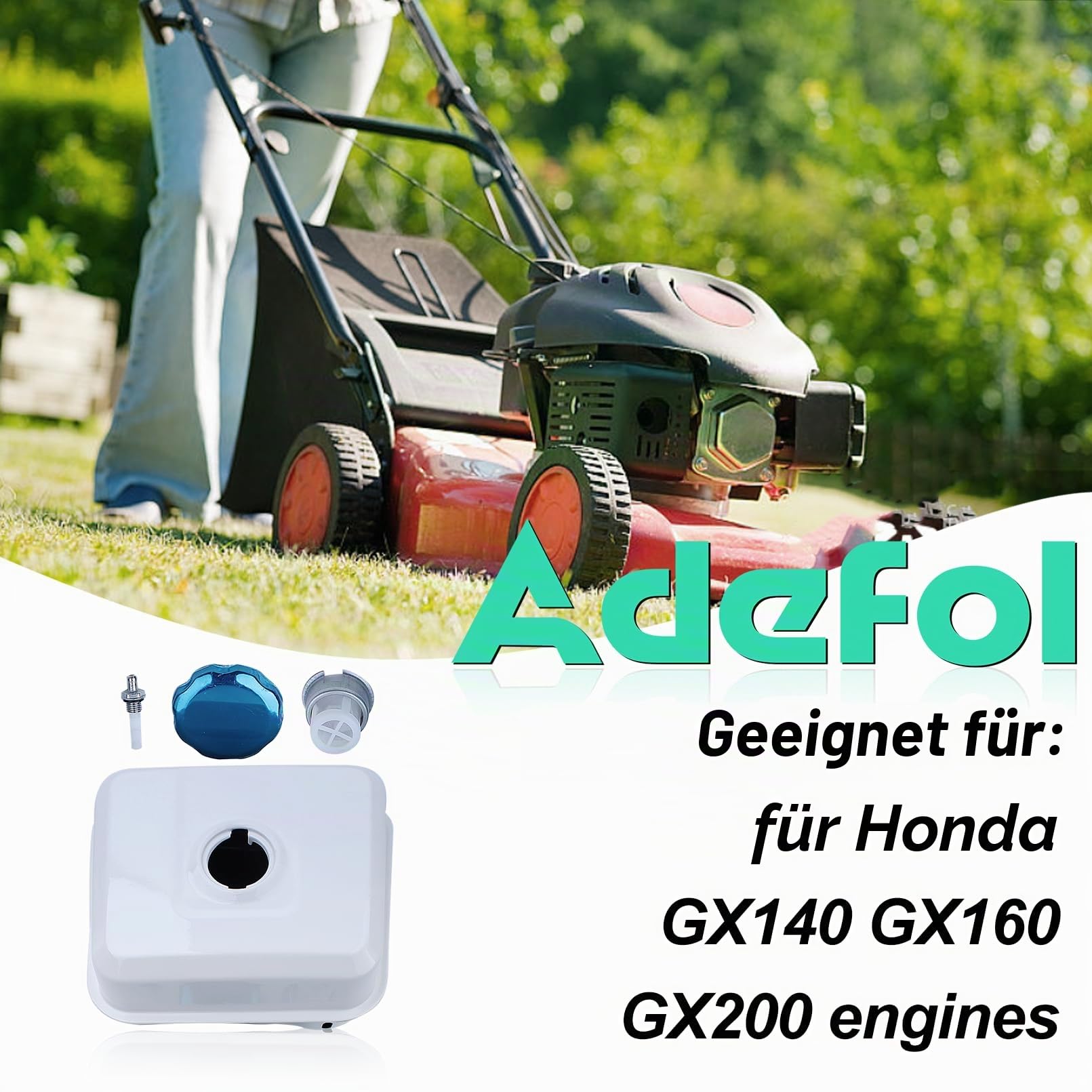 Adefol Benzintank für Honda GX140/GX160/GX200 5.5Hp/6.5Hp, Kunststoff, neu, kompatibel mit Outdoor-Motorausrüstung, Motortank
