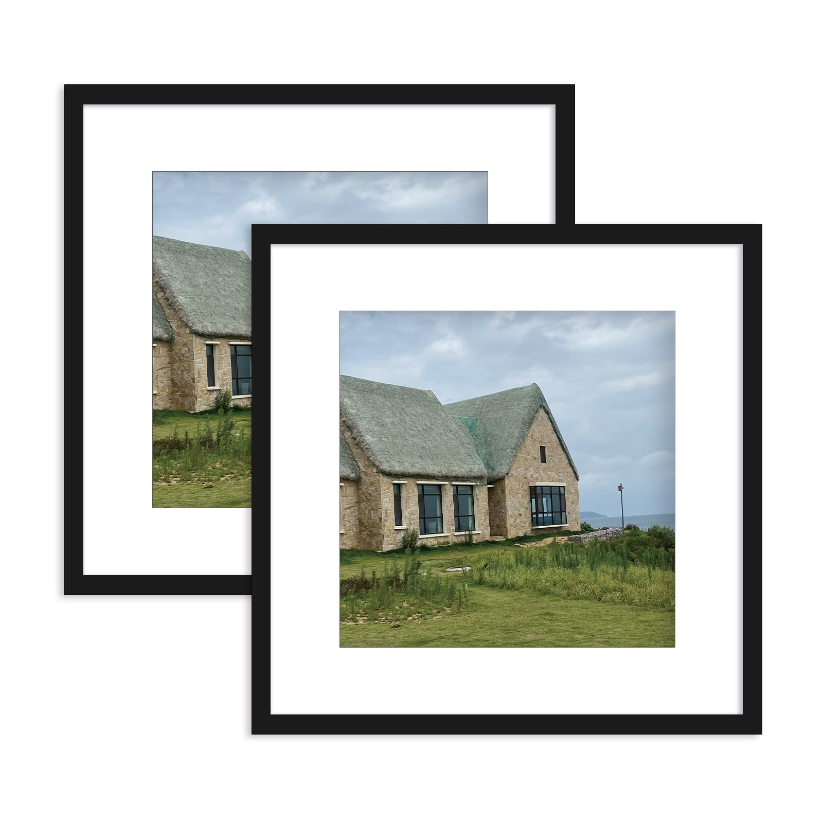 PUEOR 20x20 Picture Frame set of 2,Black Solid Wood frames,Display