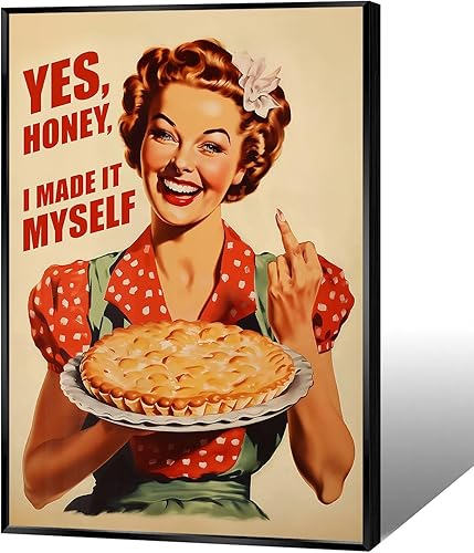 Póster de lienzo vintage de los años 60 para cocina, ama de casa, arte de pared estético para el hogar, pintura minimalista para sala de estar