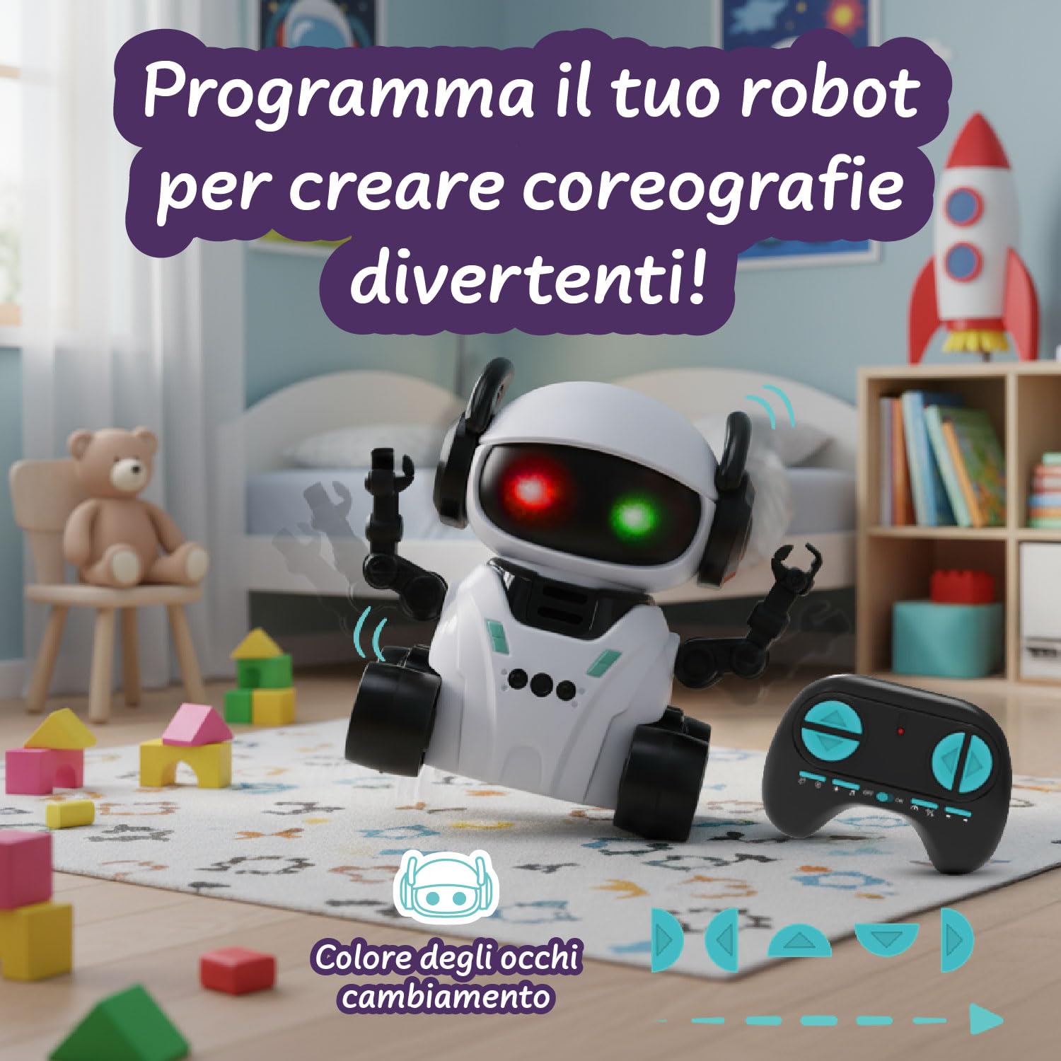 Science4you Robot intelligente ROMI - Robot Telecomandato per Bambini con Occhi LED, Musica e Quattro Modalità, Giocattoli Interattivi, Regalo Originale per Bambini e Bambine dai 6 7 8 9 10+ Anni