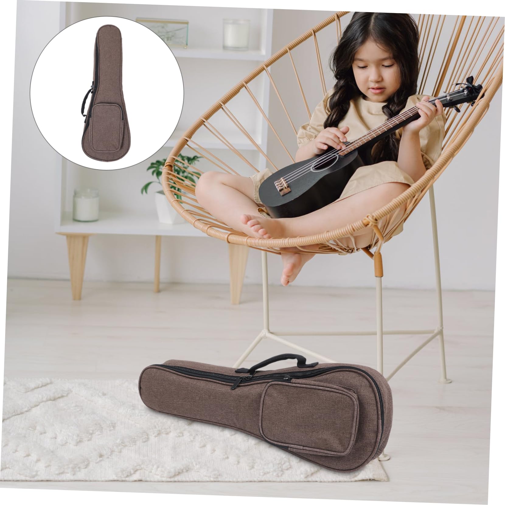 Bolsa para Ukelele de Nylon Esponja, Mochila de Alta Durabilidad y Cremallera Suave, Adecuado para Viajes y Aprendizaje del Ukelele