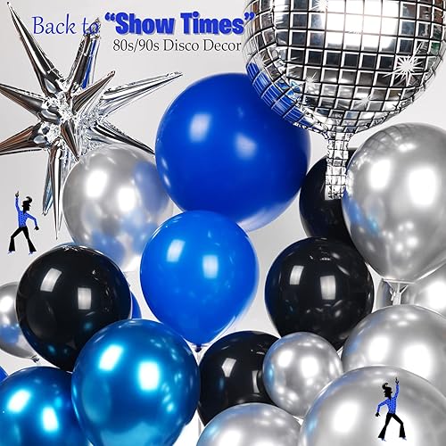 Miniatura 6 de Kit de guirnalda de globos azul real y plateado, con globos de aluminio de bola de discoteca 4D de estrella para hombres, cumpleaños de 30 años, día