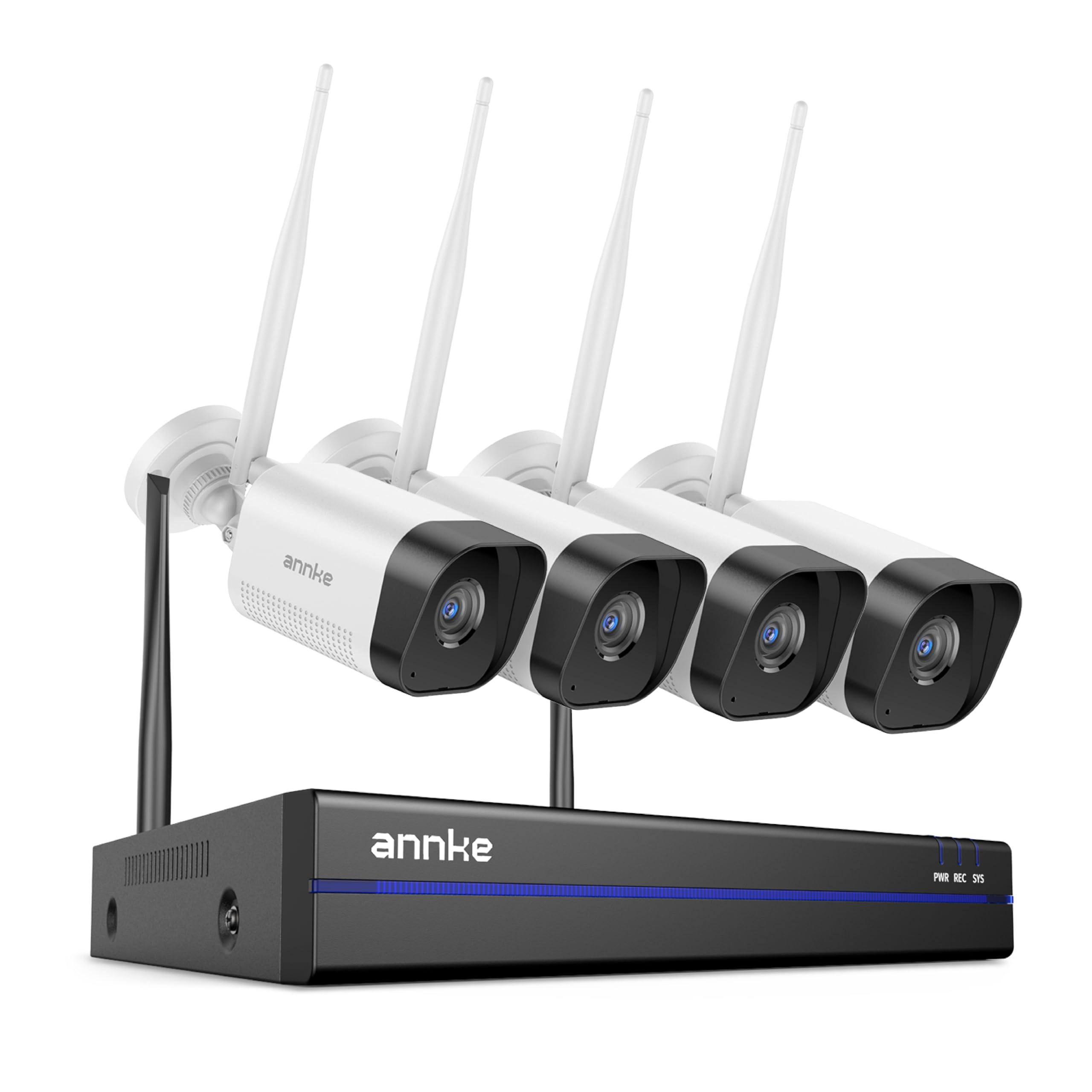ANNKE 3MP Überwachungskamera Aussen Set, 4X3MP IP Kamera und 16CH 4K NVR für 24/7 Aufnahme Innen Outdoor, Smarter Personenerkennung, 2-Wege-Audio, 30M IR Nachtsicht, IP66, NO HDD