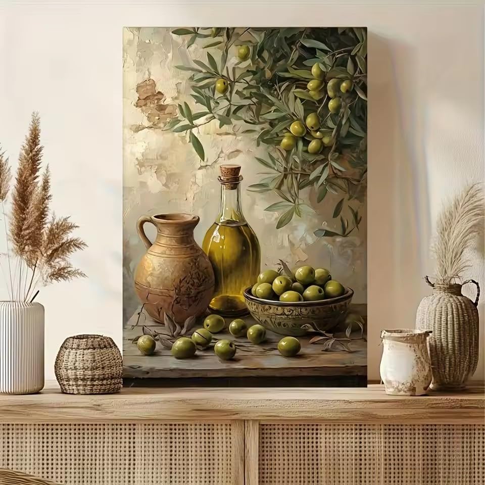 Décor olive et tons délicats ZHUOYA tableau sur toile de qualité supérieure