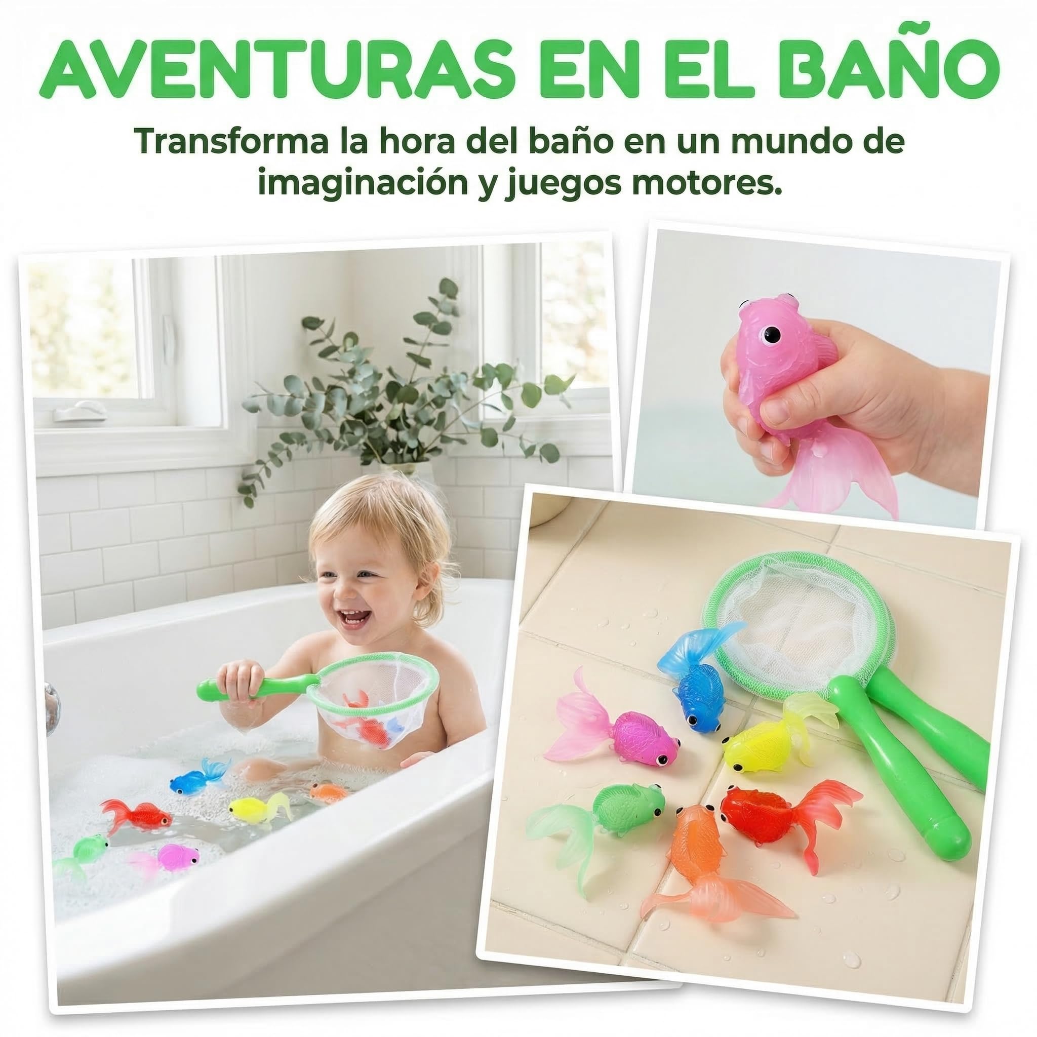 TOYANDONA 2 Juegos para Niños de Juguete de Baño de Pesca Peces de Colores Artificiales de Acuario Peces Flotantes Falsos con Red de Aterrizaje para Niños Pequeños Piscina Playa Fiesta