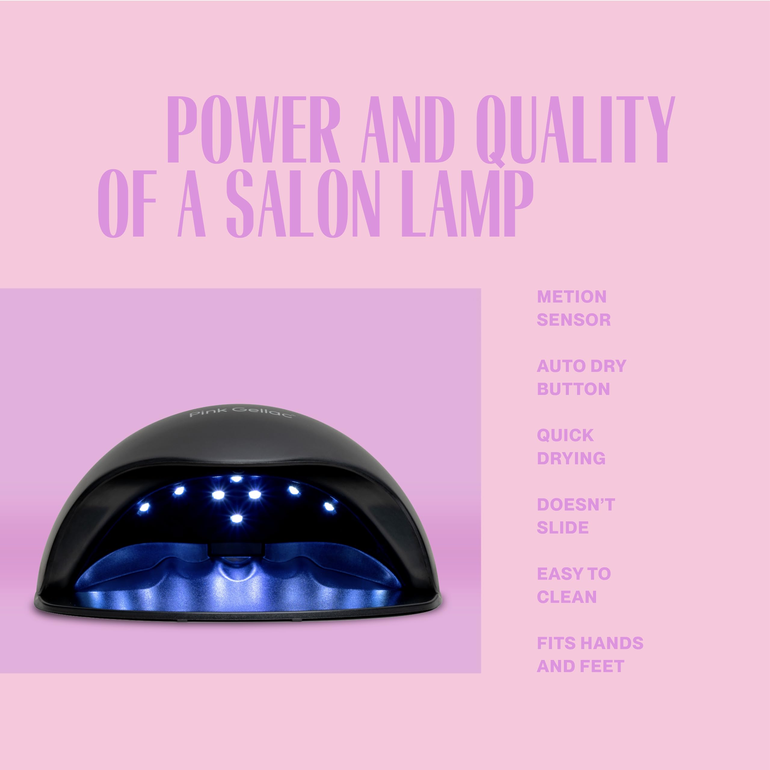 Pink Gellac Kit Vernis Semi Permanent - Manucure Kit Semi Permanent Complet avec Premium Lampe UV LED Noir, 4x Teintes Roses 15 ml, Top & Base Coat Gel UV, Dissolvant et Cleaner de Qualité Salon