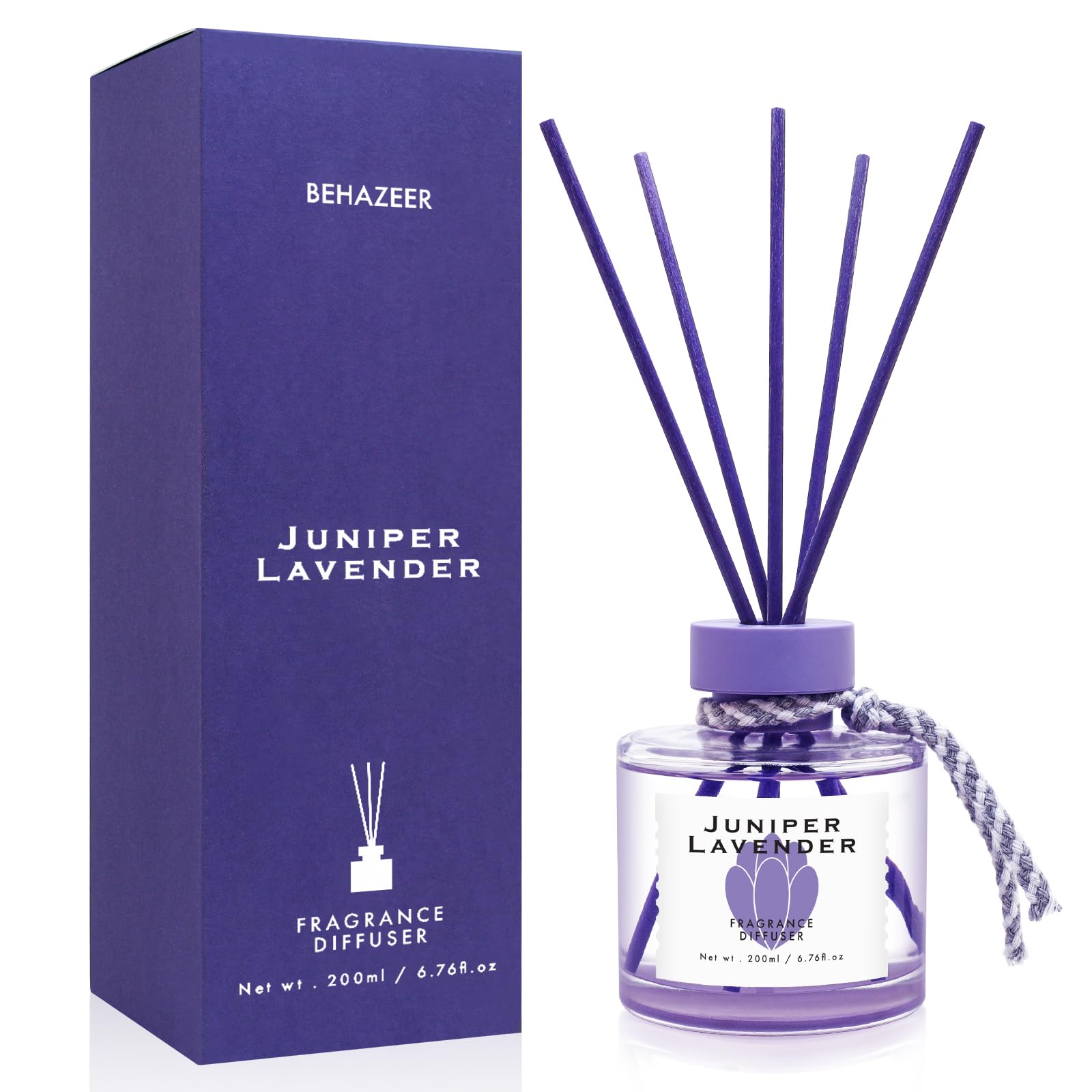 Juniper Lavender Reed Diffuser 6 77OZ 200ML Large Capacity Natural Non-Toxic Oil Long-Lasting Fragrance Reed Diffusers Set for
