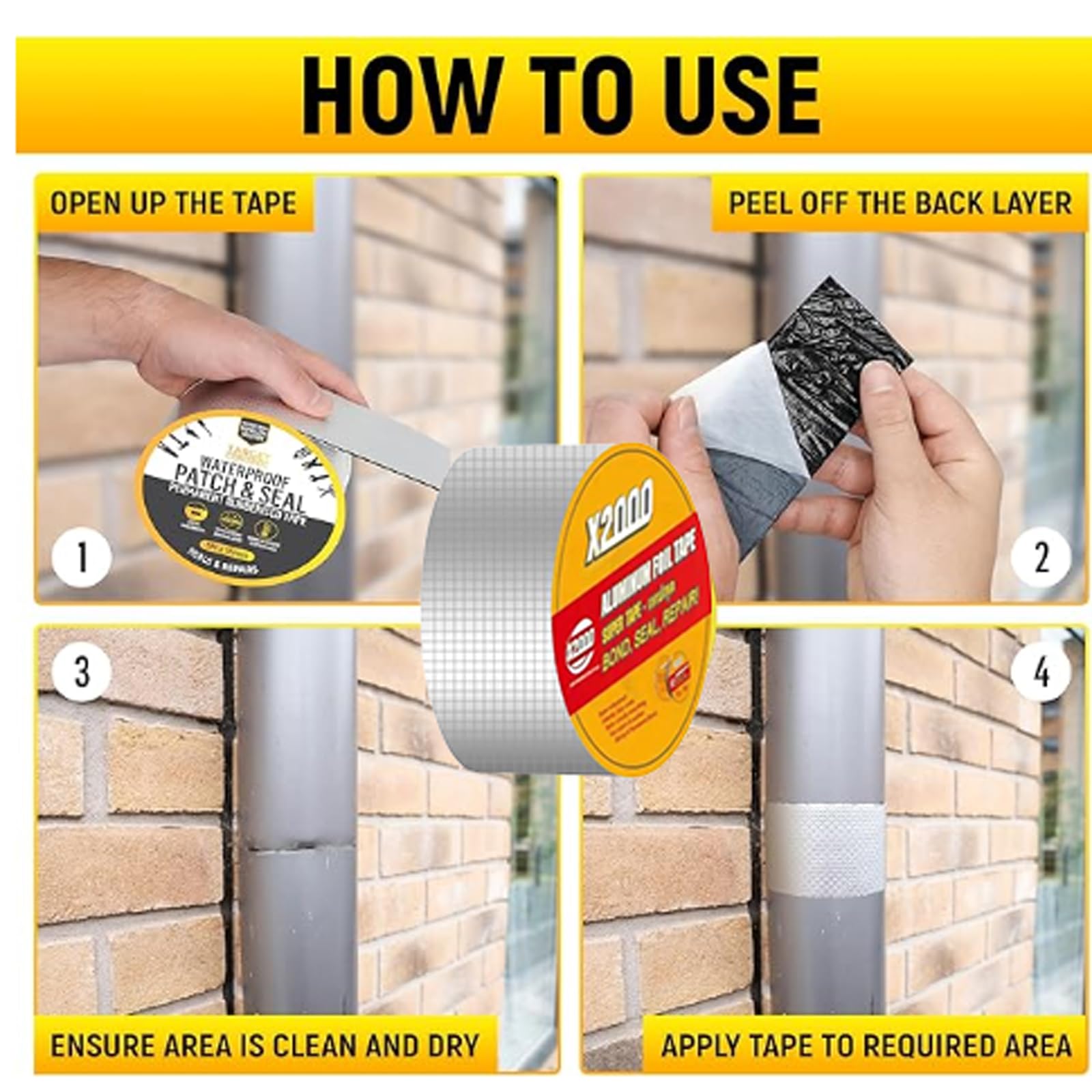 Cinta impermeable- Cinta de Butilo Impermeable Autoadhesiva- Cinta de sellado multiusos- impermeable cinta de aluminio cinta de reparación para Fugas en Techo/Espacio enAlféizar de Ventana/Tubería