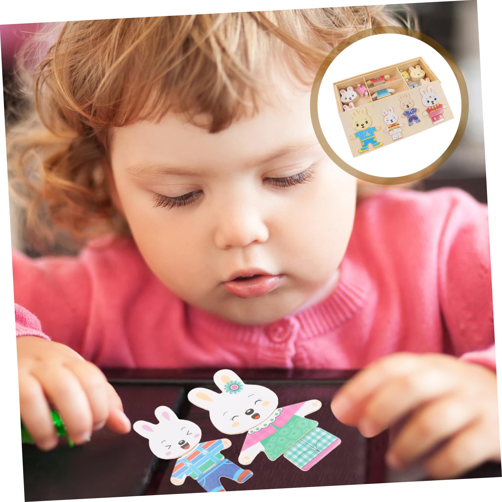 Beaupretty Rompecabezas De Animales De Madera para Niños, Pequeño, Educativo, Cambio De Ropa De Conejito, Desarrollo Motor, Juego Interactivo para Aprendizaje y Diversión,