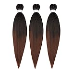 Braiding Hair Pre Stretched 14 inch 3 Packs Ombre Braiding Hair Professional Yaki Synthetic Hot Water Setting, Easy To Install Hair for Braiding Brown(14in,1B/30)