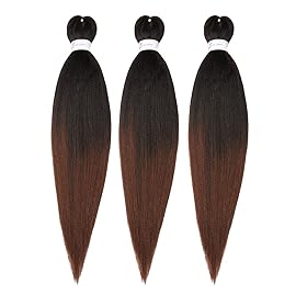 Braiding Hair Pre Stretched 14 inch 3 Packs Ombre Braiding Hair Professional Yaki Synthetic Hot Water Setting, Easy To Install Hair for Braiding Brown(14in,1B/30)