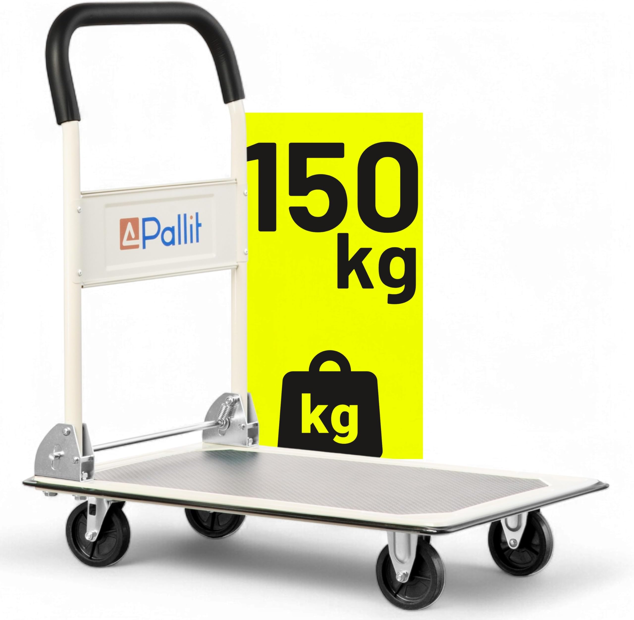 Chariot De Transport Pliable 150 Kg - Plateforme 48x72 Cm - 4 Roues - Manuel - Neuf
