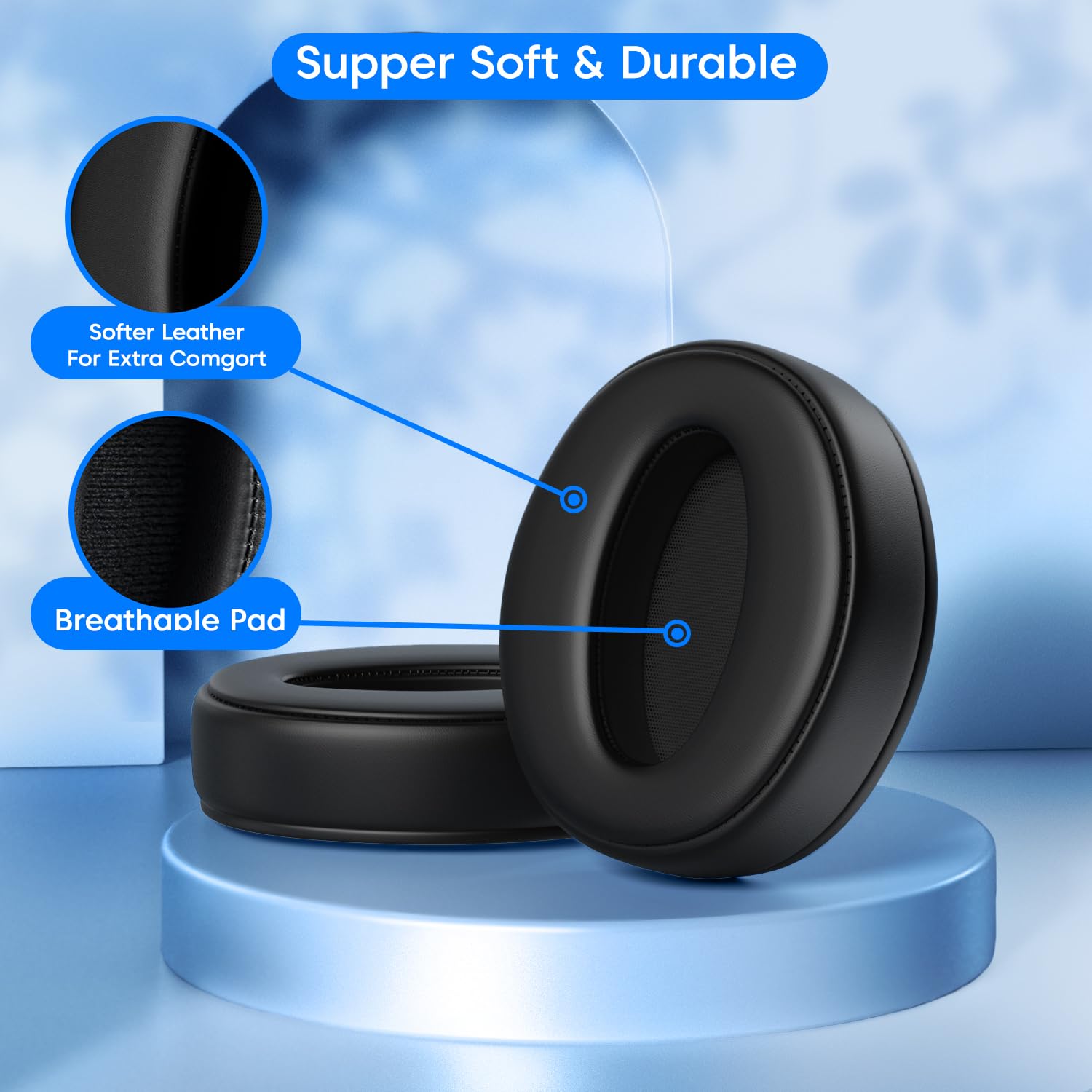 Sounce Replacement Ear Pads Cushions Compatible with Sennheiser HD 4.50BT, HD 4.50BTNC, HD 4.50SE, HD 4.40BT, HD 4.30G, HD 458BT, HD 450BT, HD 400S, HD 350BT, HD 4.20S Over (1 Pair) — Amazon image 2