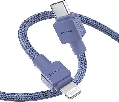 DIGIFORCE Type-C to Lightning Cable, 3.3 ft 1 m, Navy Blue, MFi Certified