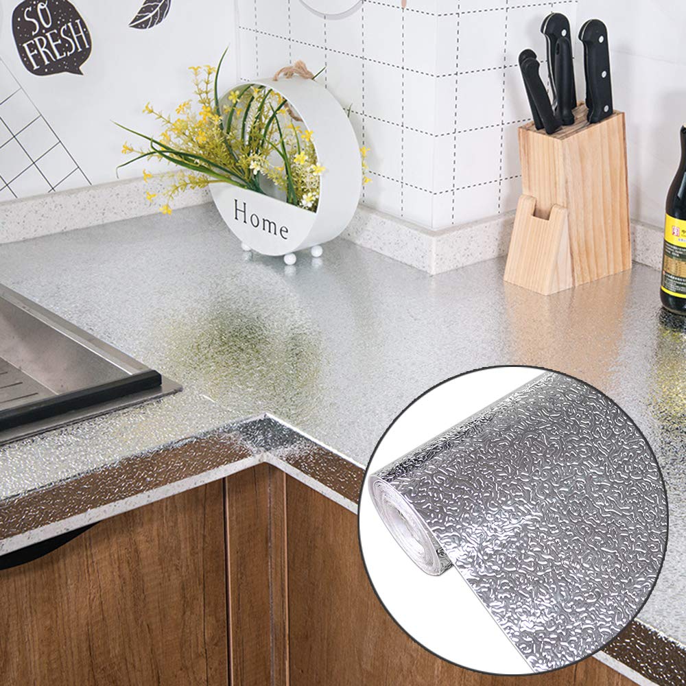 SERVEL Tapeta w stylu metalowym, dekoracyjna folia odklej i przyklej, szczotkowany srebrny/złoty papier kontaktowy, PCW, wodoodporna, do użytku domowego, kalkomania