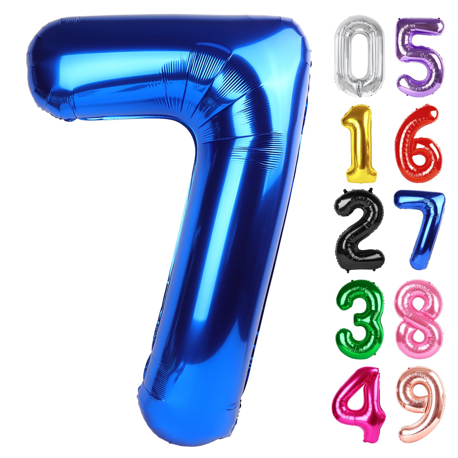 Navy Blue Number 7 Balloon 40 Inch, 7th Birthday Decorations Men Women