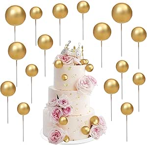 HMCEY 26-teilige Teddybär Tortendeko - Süße Cake Topper Für Geburtstag & Baby Shower - Goldbraune Kugeln & Sterne