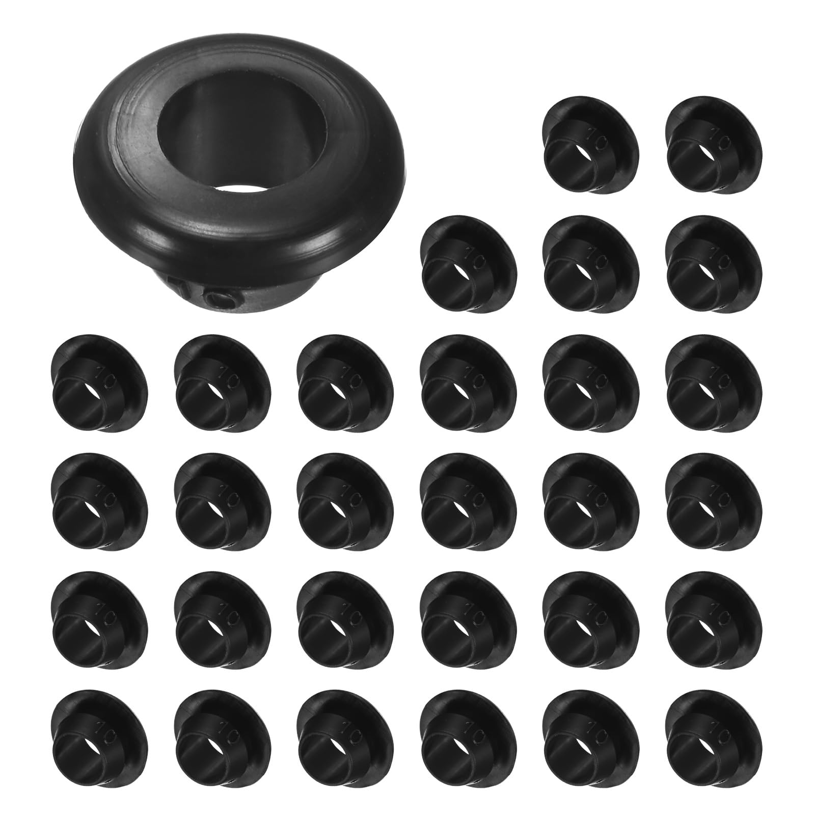 M METERXITY 30-Pack Cable Railing Rubber Grommets, 10mm Drill Hole 8mm ID Eyelet Ring Gasket for Wiring, Wire Cable, Automotive, Metal Cable Railing Post, Car Grommet [Black]