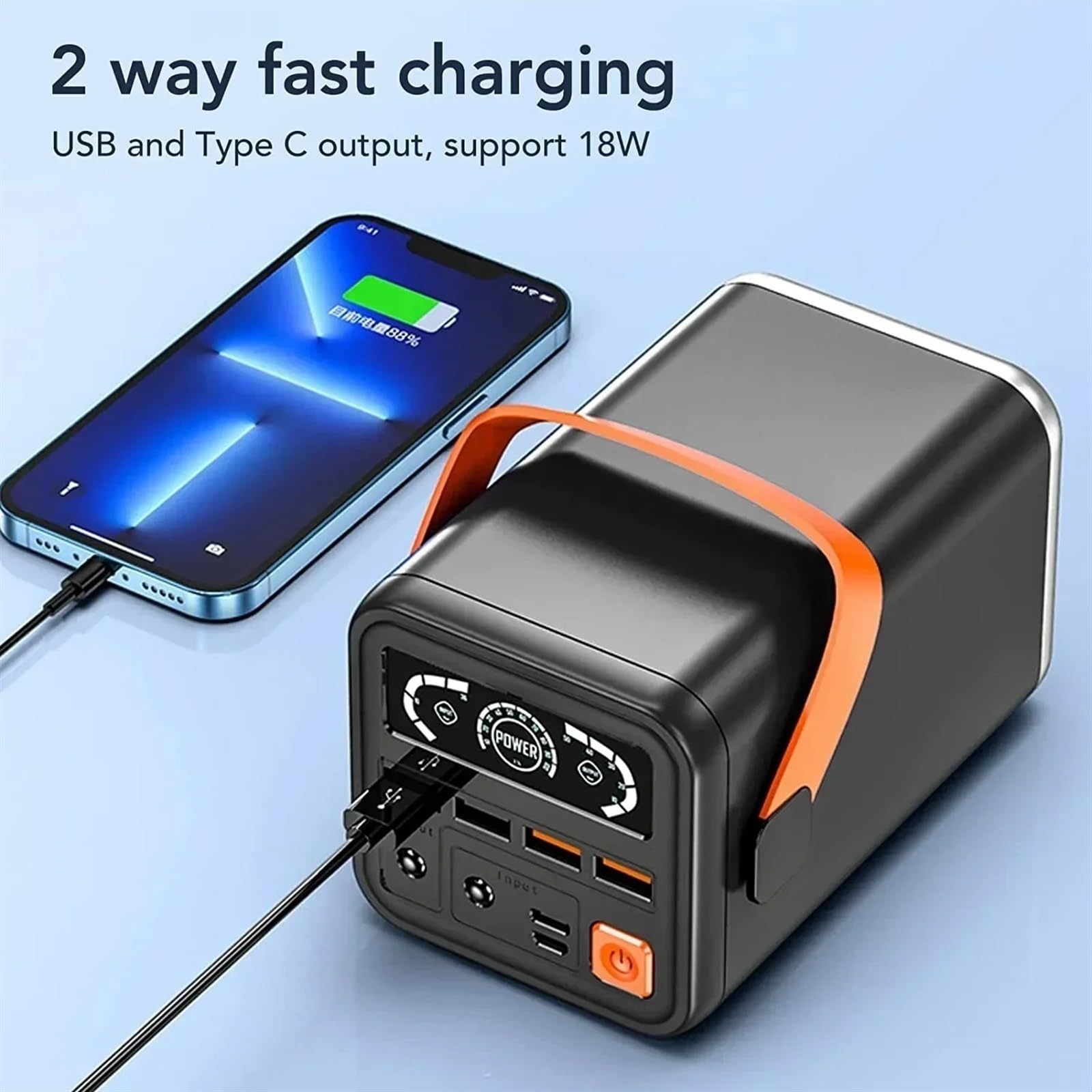 Overlength Endurance Outdoor Awaryjny Przenośny Zasilacz Mobilny Ładowarka Do Telefonu Komórkowego 60000 Mah Powerbank O Dużej Pojemności (Size : Black)