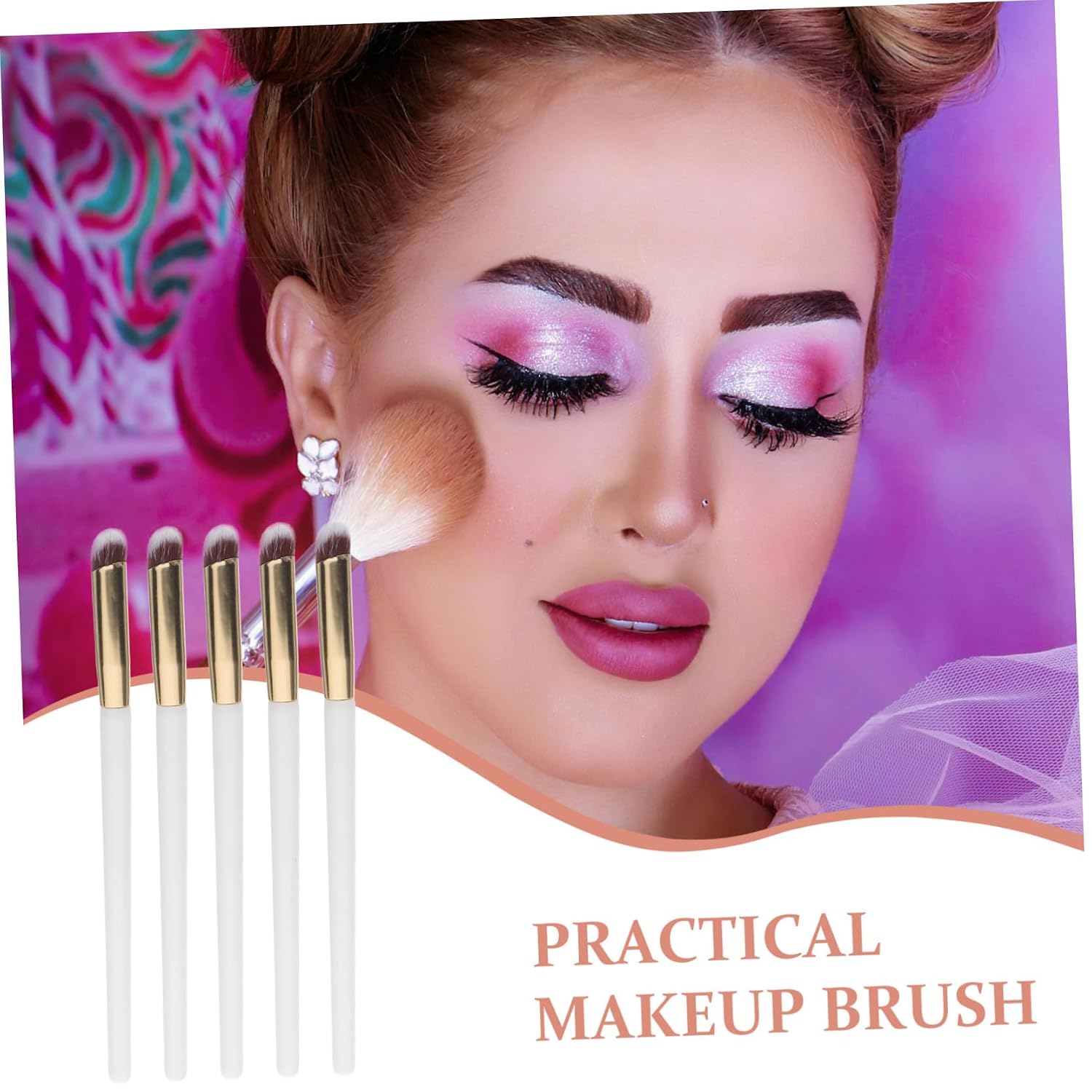HOMSFOU 10pcs Concealer Brushes Angled Contour Makeup Brush Set for Women Eye and Face Cosmetics Soft Bristles for Blending and Precise Application