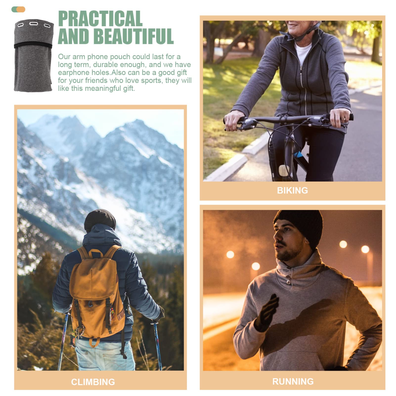 jojofuny 5pezzi Fascia Per Braccio Elasticizzata Per Smartphone Per Jogging e Sport e