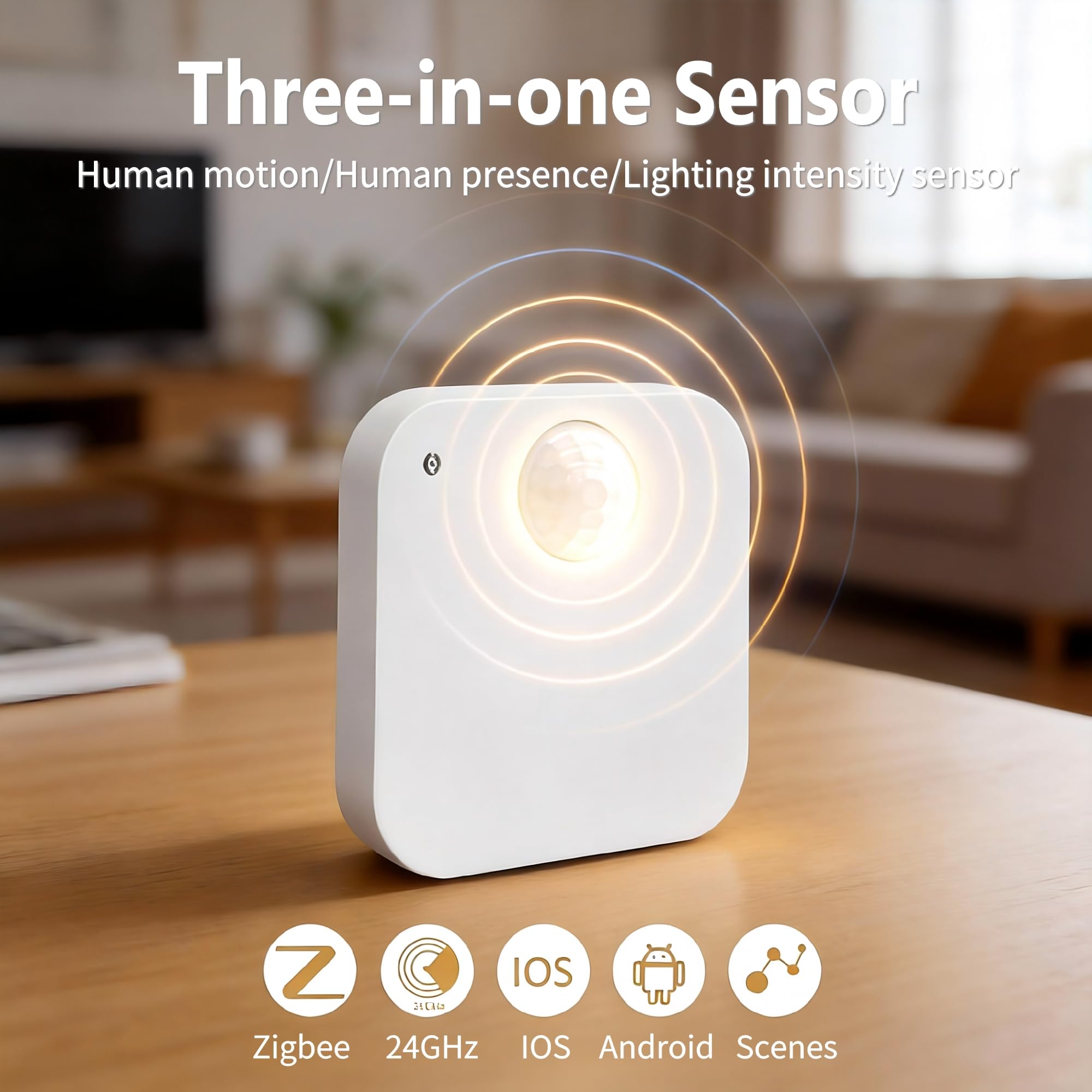 Zigbee Wireless Human Presence Sensor, Smart mmWave Radar & PIR Motion Sensor, 6M Long Distance, 120° Large Angle for Indoor Home Security, Work with Tuya/Smartlife App, Zigbee Hub Required