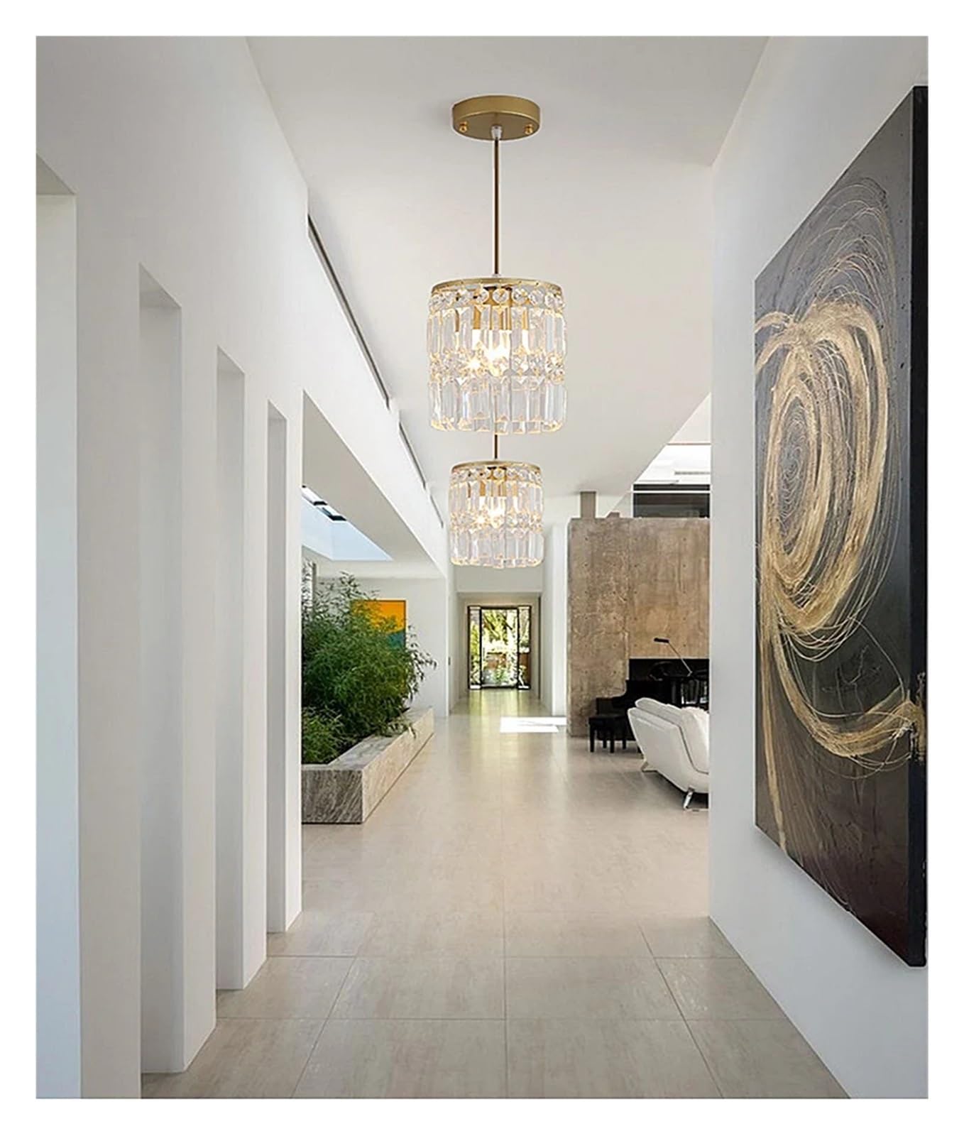 ZTCHSENZT Light Luxury Crystal Copper Small Chandelier Bedroom Bedside Pendant Lighting Simple Entrance Aisle Hanging Line Lamp,Warm light-12cm