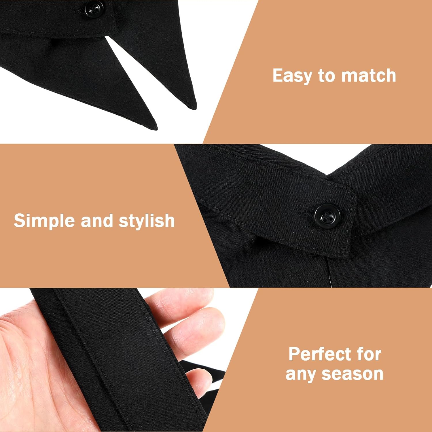 2PCS Fake Collars White Dickey Collar for Women Black Detachable Faux Collar for Women Girls Blouse Half Shirts - Image 7