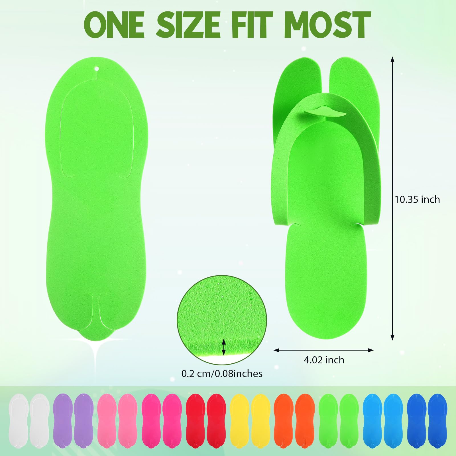 JaGely 100 pares de pantuflas de pedicura desechables a granel multicolor para pedicura, antideslizantes, de espuma EVA, zapatos de pedicura, kit de pedicura desechables para mujeres, suministros de