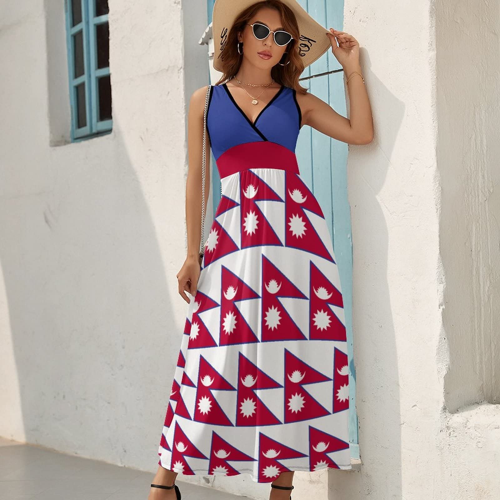 Amazon.com: Adugen Origei Nepal Flag Sleeveless Dress Womens Dresses Summer  Dress for Women Casual T-Shirt Dress S : Clothing, Shoes & Jewelry
